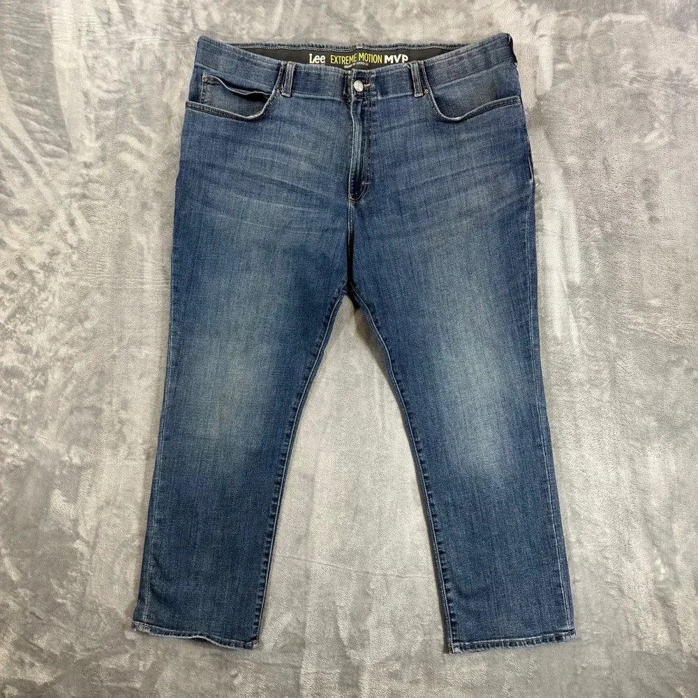 Lee Extreme Motion MVP Straight Fit Tapered Leg Jeans Men's Size 46x30 Blue